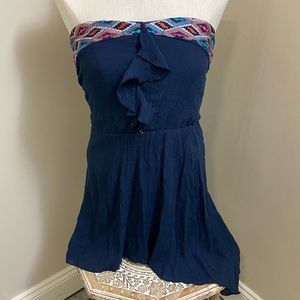 Navy Blue Strapless Dress